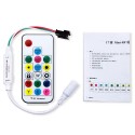 WS2812B WS2811 Addressable LED Controller RF Remote Wireless Mini Controller 5~24V DC for WS2812 WS2811 Dream Color Rainbow RGB LED Pixel Strip Panel Light, 3pin JST Connector 200 Color Modes