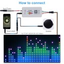 WS2812B WS2811 WS2815 LED Controller Music Sync Bluetooth App Control by iOS Android for WS2812 WS2813 SK6812 WS2801 Dream Color Addressable LED Strip Matrix Panel Pixel Light, Mic/AUX Input