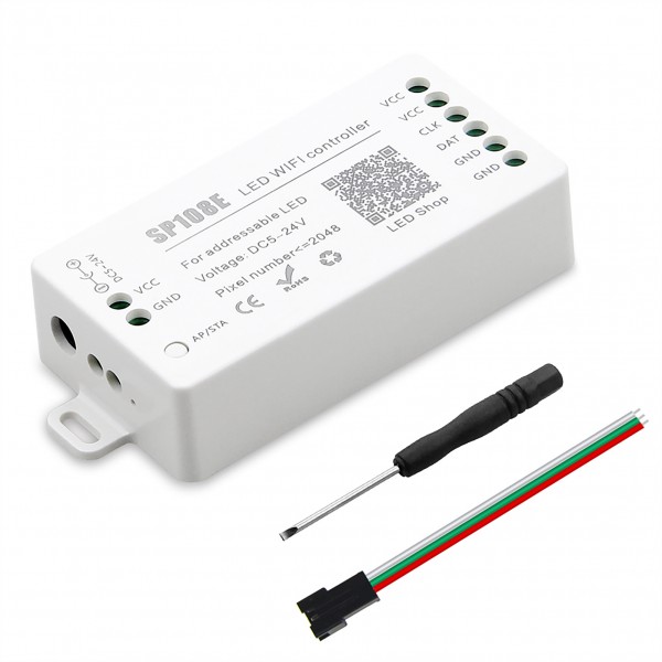 WS2812B WS2811 WS2801 LED WiFi Controller, iOS Android App Wireless Remote Control DC 5V~24V SP108E for SK6812 SK6812-RGBW WS2812 WS2813 WS2815 AL2815 Digital Addressable RGB LED Pixels Strip