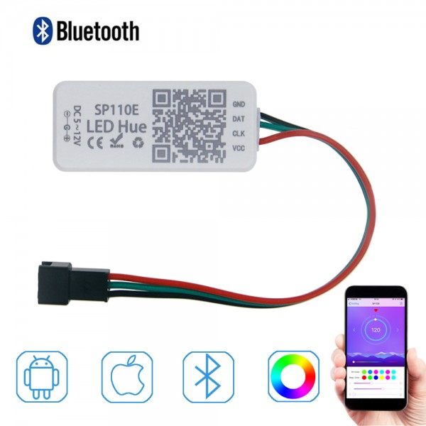 WS2812B WS2811 Addressable LED Bluetooth Controller iOS Android App Wireless Remote Control DC 5V~12V for SK6812 SK6812-RGBW WS2812 SM16703 Dream Color Programmable RGB LED Strip Pixel