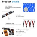 Blue LED Light Strip 32.8ft Waterproof IP65 10M 600 LEDs 60 LEDs/M 5050 SMD Black PCB DC 12V with Enhanced 3M VHB Foam Tape for Home Garden Decoration Lighting, 2X 16.4ft, No Power Supply