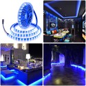 Blue LED Light Strip 32.8ft Waterproof IP65 10M 600 LEDs 60 LEDs/M 5050 SMD Black PCB DC 12V with Enhanced 3M VHB Foam Tape for Home Garden Decoration Lighting, 2X 16.4ft, No Power Supply