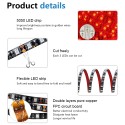 LED Light Strip Red 32.8ft Waterproof IP65 10M 600 LEDs 60 LEDs/M 5050 SMD Black PCB DC 12V with Enhanced 3M VHB Foam Tape for Home Garden Decoration Lighting, 2X 16.4ft, No Power Supply