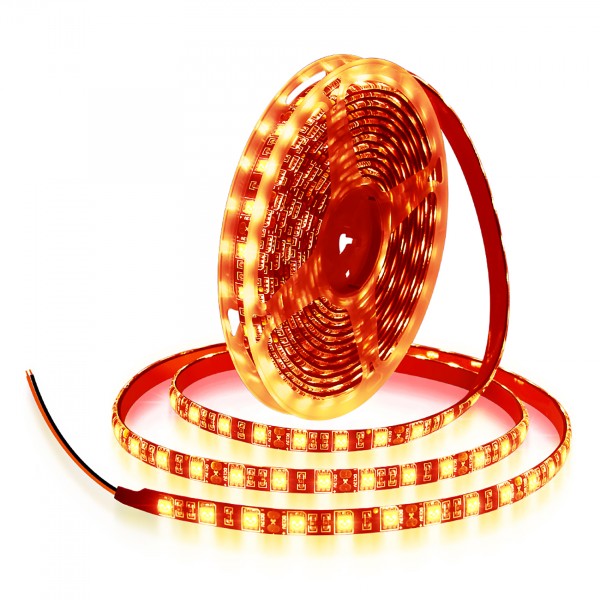 Orange LED Strip Lights 16.4ft 5050 SMD Black PCB 5M 300 LEDs Waterproof IP65 12V DC for Home Hotels Clubs Shopping malls Cars Lighting