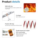 Orange LED Strip Light 16.4ft 5050 SMD 5M 300 LEDs Waterproof IP65 12V DC for Home Hotels Clubs Shopping malls Cars Lighting