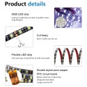 16.4ft 5050 SMD Black PCB Cool White LED Flexible Strip Ribbon Light 5M 300 LEDs Waterproof IP65 DC 12V for Home Garden Commercial Area Lighting