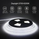 LED Strip Lights Waterproof Daylight 24V DC 32.8ft 1200 LEDs 2835 SMD Cool White 6000K Outdoor LED Flexible Ribbon for Kitchen Garden Under-cabinet Backyard Hallways Stairs Decoration Lighting