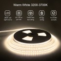 LED Strip Lights Warm White Waterproof 32.8ft 1200 LEDs 2835 SMD 24V DC 3500K Outdoor LED Flexible Ribbon for Kitchen Bedroom Garden Under-Cabinet Backyard Hallways Stairs Decoration Lighting