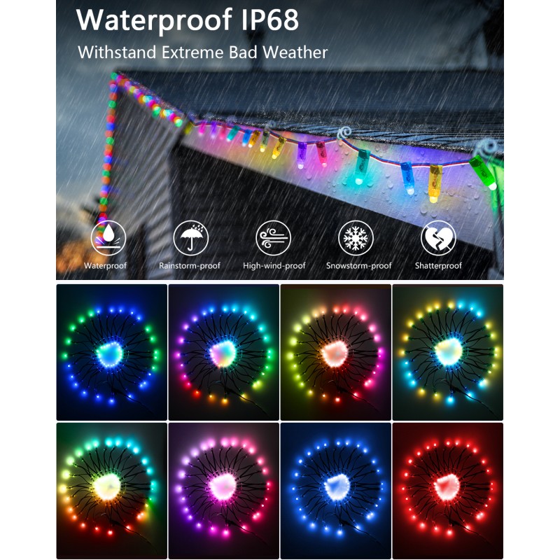 ALITOVE WS2811 RGB LED Pixels Light Individually Addressable 12mm Diffused Digital Full Color LED Pixel Module for LED Screen Outdoor Advertising Board Signs DC 5V IP68 Waterproof Black Wire 500pcs