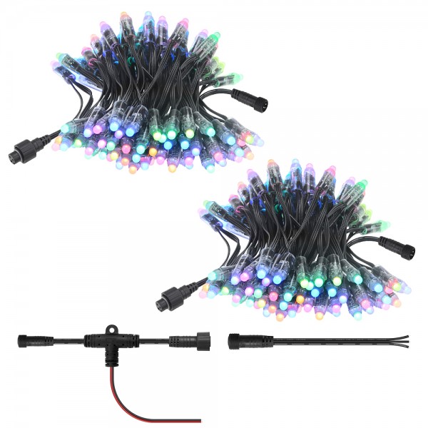 12V WS2811 LED Pixels Addressable RGB Outdoor String Lights 200pcs 12mm Diffused Digital Dream Color Programmable LED Bullet Modules Waterproof IP68 Connector for LED Screen Billboard Holiday