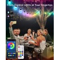 Outdoor String Lights Patio Lights 68.5ft Color Changing RGB Warm White Christmas Lights Dream Color Rainbow Lights APP Control 20 Bulbs Waterproof Shatterproof for Garden Porch Backyard Café