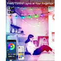 String Lights Outdoor Waterproof Color Changing Christmas Lights 16ft 25 LEDs Patio Lights Dream Color Rainbow Fairy Light APP Control Weatherproof for Garden Party Holiday Wedding Eaves Décor