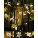 Christmas Light LED Snowflake String Light Warm White 24ft 70LEDs (2x12ft) UL Listed Waterproof Connectable Fairy String Light for Xmas Tree Patio Garden Halloween Party Indoor Outdoor Décor