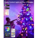 Christmas Lights Snowflake Color Changing Outdoor String Lights Color Chasing LED Fairy Lights APP Control 28ft 50 LEDs Waterproof IP68 for Patio Garden Party Holiday Indoor Outdoor Décor