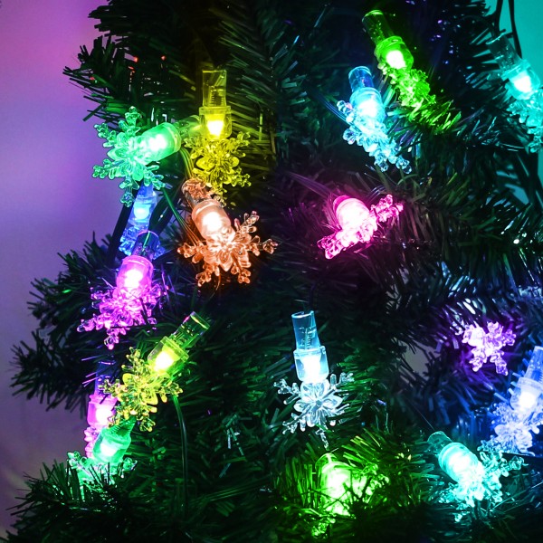 Outdoor String Lights Color Changing Snowflake Christmas Lights Rainbow Fairy Lights APP Control 43ft 75 LEDs Waterproof IP68 213 Dynamic Color Modes for Patio Garden Party Holiday Décor