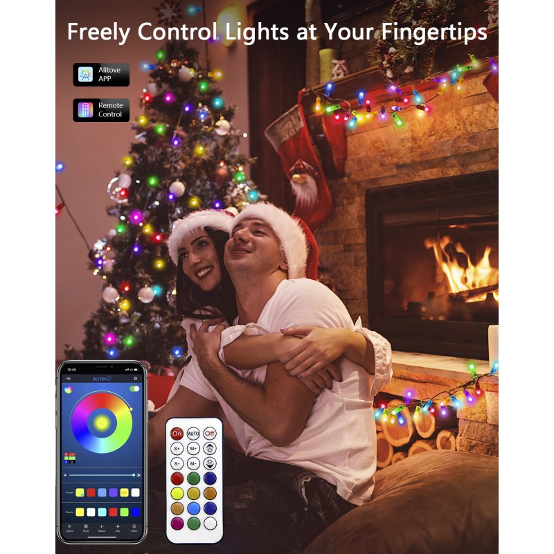 Color Chase Bluetooth APP Controlled Outdoor Holiday String Lights C9 LED  Christmas Lights Kit