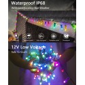  Christmas Lights Color Changing Outdoor String Lights Dream Color Rainbow LED Fairy Lights APP Control 30ft 50 LEDs Waterproof IP68 for Patio Garden Party Holiday Indoor Outdoor Décor