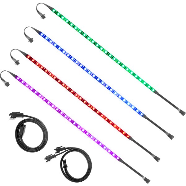 Addressable RGB LED Strip for PC, 5V WS2812B Rainbow Digital Light Strip for ASUS Aura SYNC, MSI Mystic Light SYNC, ASRock Polychrome RGB 3 pin 5V ADD Header on Motherboard, 40cm 24 LED, 4pcs