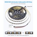 Addressable LED Strip WS2812B RGB 300 LED Pixels Light Programmable Dream Color Digital LED Ribbon 16.4ft Waterproof IP65 DC 5V Black PCB, Eco Version, No Power Supply Controller