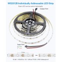 16.4ft WS2812B RGB Addressable LED Strip 5m 150 LEDs Programmable Dream Color Digital LED Pixel Ribbon Light Waterproof IP65 DC 5V White PCB, Eco Version, No Power Supply Controller