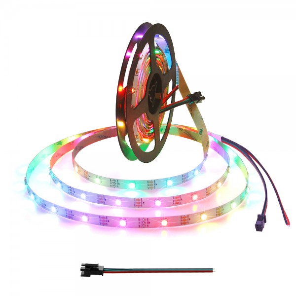 Addressable LED Strip WS2812B RGB Programmable Digital LED Pixels 16.4ft 150 LEDs Dream Color Rainbow LED Tape Light 5V DC White PCB Non-Waterproof, Eco Version, No Power Supply Controller