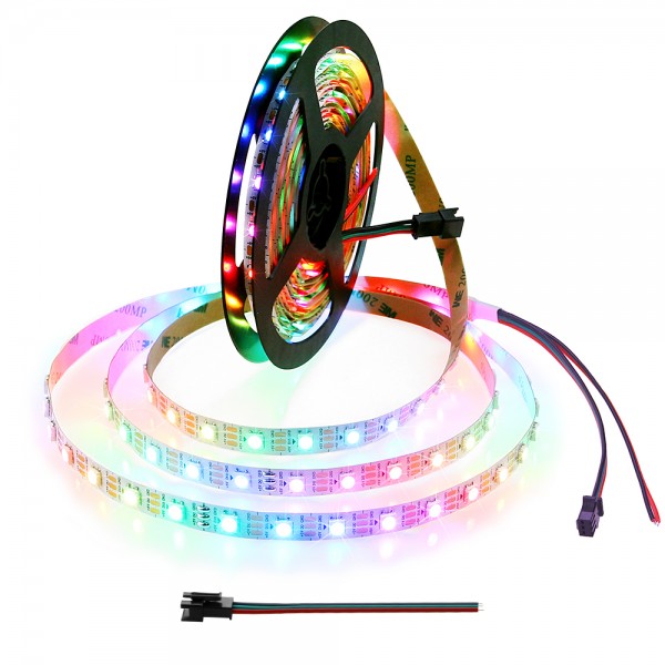 WS2812B LED Strip 300 LEDs 16.4ft Individually Addressable LED Pixels Light DC 5V Programmable Dream Color Digital RGB LED Ribbon Lights Non-waterproof, Eco Version, No Power Supply Controller