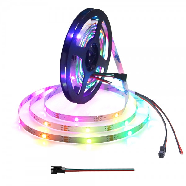 Addressable LED Strip WS2812B RGB Programmable Digital LED Pixels 16.4ft 90 LEDs Dream Color Rainbow LED Tape Light 5V DC White PCB Non-Waterproof, Eco Version, No Power Supply Controller