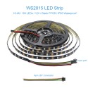 WS2815 12V WS2812B Addressable RGB LED Strip Light 5m 150 LEDs WS2813 12V Programmable Dream Color LED Pixel Light Strip Signal Break-Point Continuous Transmission Waterproof IP65 Black PCB