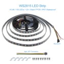 12V WS2813 WS2812B RGB Addressable LED Strip Light WS2815 Programmable Digital LED Pixel Light Strip 16.4ft/5m 150 LEDs Waterproof IP67 Black PCB for Decor Lighting Project