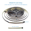 12V WS2812B Addressable LED Strip Light 16.4ft 300 LEDs WS2815 WS2813 12V Programmable Digital Dream Color RGB LED Pixel Light Strip Waterproof IP65 Black PCB for Decor Lighting Project