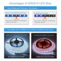 12V WS2812B Addressable LED Strip Light 16.4ft 300 LEDs WS2815 WS2813 12V Programmable Digital Dream Color RGB LED Pixel Light Strip Waterproof IP65 Black PCB for Decor Lighting Project