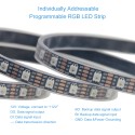 WS2813 12V LED Strip Light 12V WS2812B RGB Addressable LED Pixel Tape Light WS2815 Programmable LED Felxible Strip 16.4ft/5m 300 LEDs Waterproof IP67 Black PCB for Decor Lighting Project