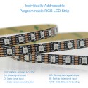 12V WS2812B RGB Addressable LED Strip Light WS2813 12V LED Pixel Tape Light WS2815 Programmable LED Flexible Strip 16.4ft/5m 300 LEDs Not Waterproof Black PCB for Decor Lighting Project