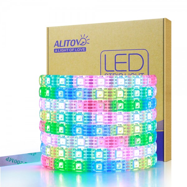 WS2812B 12V LED Strip Light WS2815 Addressable RGB LED Light Strip 12V WS2813 Programmable Dream Color Digital LED Pixel 16.4ft 300 LEDs Waterproof IP65 for Decor Lighting Project