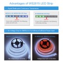 12V WS2812B LED Strip Light WS2813 12V RGB Addressable LED Pixel Tape Light WS2815 Programmable LED Felxible Strip 16.4ft/5m 300 LEDs Waterproof IP67 White PCB for Decor Lighting Project