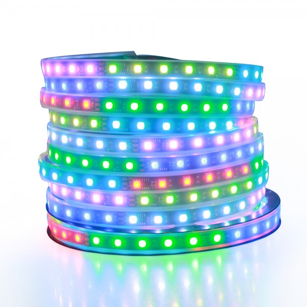 32.8ft Addressable RGB LED Strip Light WS2811 Dream Color Digital Programmable Flexible LED Pixel Tape Light 24V 10m 600 LEDs 5050 SMD Waterproof IP67 Black PCB for Arduino Raspberry Pi