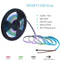 32.8ft Addressable RGB LED Strip Light WS2811 Dream Color Digital Programmable Flexible LED Pixel Tape Light 24V 10m 600 LEDs 5050 SMD Waterproof IP67 Black PCB for Arduino Raspberry Pi