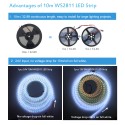 32.8ft 24V WS2811 Addressable RGB LED Strip Light Programmable Dream Color Digital Flexible LED Pixel Light Rainbow Chasing Effect LED Rope 10m 600 LEDs 5050 SMD Non-Waterproof Black PCB