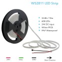 WS2811 Addressable RGB LED Strip Light 24V 32.8ft 600 LEDs Dream Color Programmable Digital LED Pixel Lights Rainbow Chasing Effect Light Waterproof IP67 White PCB for Arduino Raspberry Pi