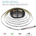 RGB LED Strip Light 32.8ft WS2811 Addressable Programmable Dream Color Digital LED Pixel Light 24V 10m 600 LEDs Rainbow Chasing Effect LED Flexible Light Rope Non-Waterproof White PCB