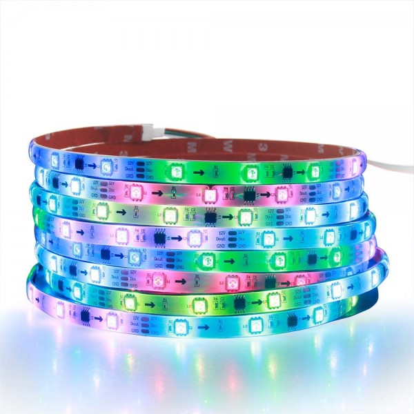  WS2811 LED Strip RGB Addressable LED Rope Light 12V 5m 150 LEDs Dream Color Programmable Digital LED Pixel Lights Waterproof IP65 with 3M VHB Heavy Duty Self-Adhesive Back for Arduino DIY