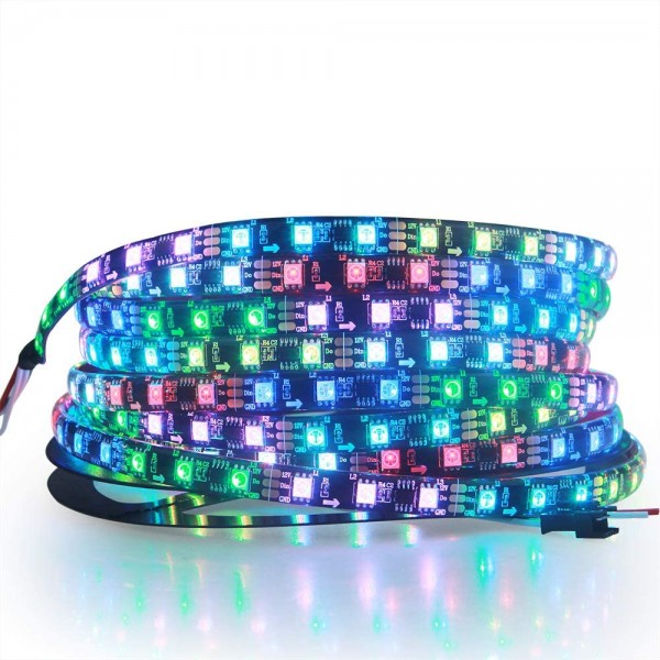 RGB Addressable LED Strip WS2811 12V LED Strip Lights 16.4ft 300 LEDs Dream Color Programmable Digital Flexible LED Pixel Rope Light Waterproof IP65 with 3M VHB Heavy Duty Self-Adhesive Back