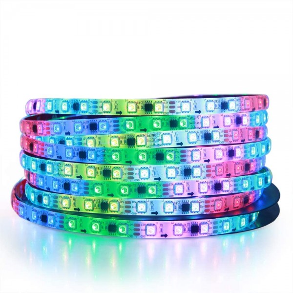 WS2811 Addressable RGB LED Strip 12V Programmable LED Pixel Strip Lights 16.4ft 300 LEDs Dream Color Digital LED Flexible Rope Light Waterproof IP65 with 3M VHB Heavy Duty Self-Adhesive Back