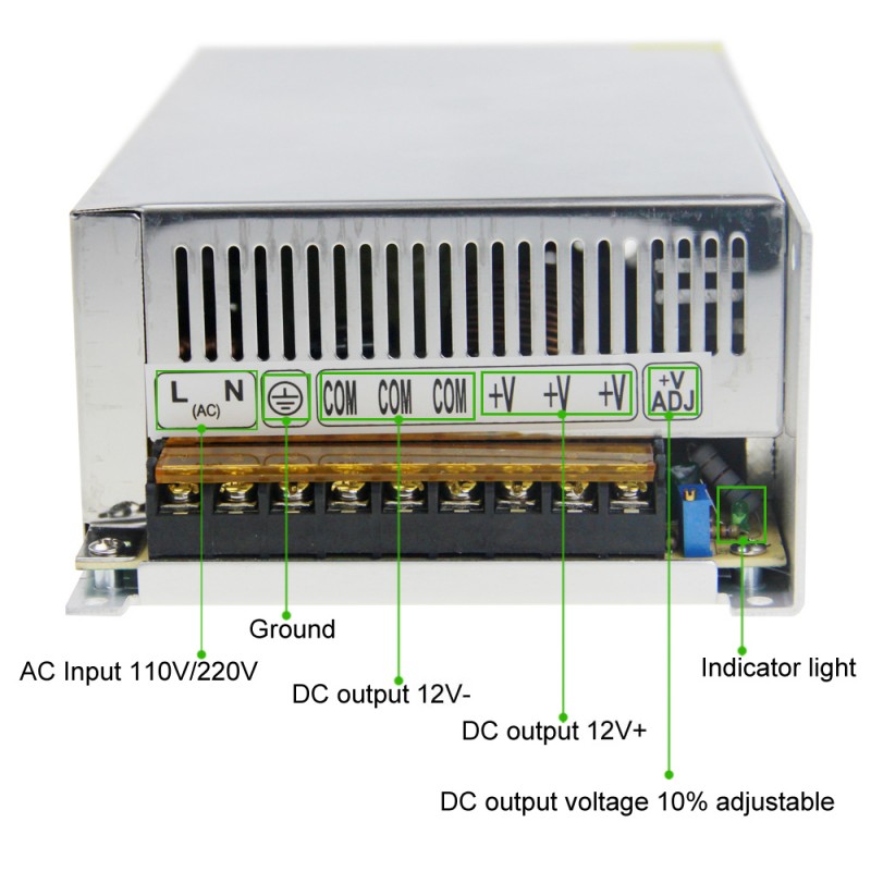 Schalternetzteil DC 12V 50A 600W DIY Clips Taster Trafo 230V AC