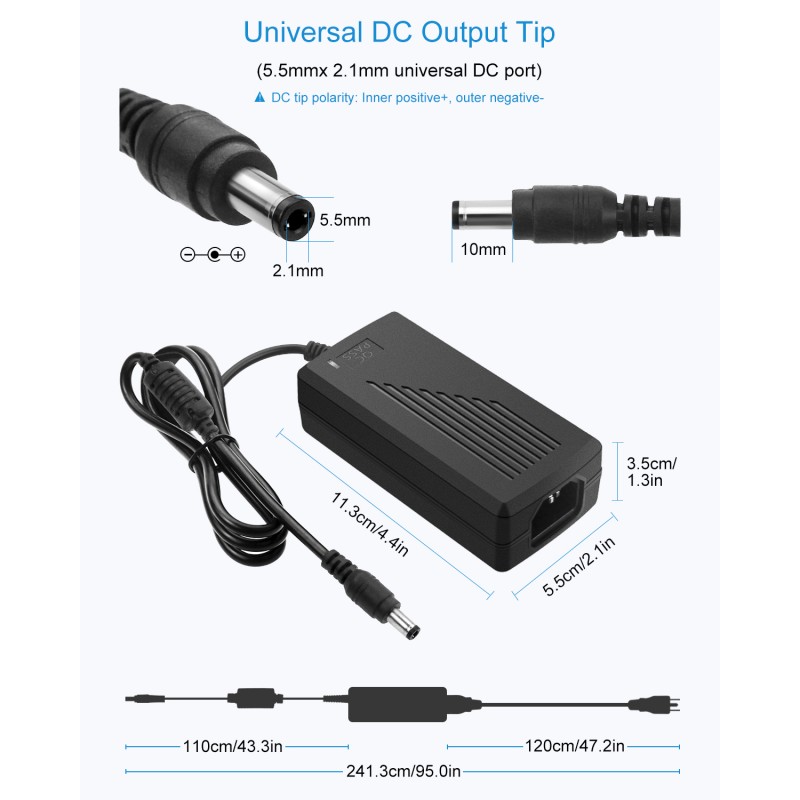 Ac / dc 12v 2a 24w adaptateur d'alimentation transformateur pour 5050 3528  Led Strip Light Eu Plug