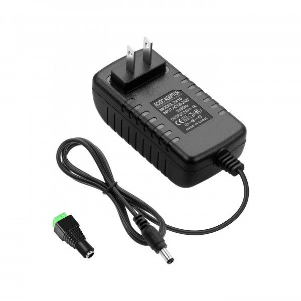 24V 1A 24W DC Power Supply Adapter 100~240V AC to DC 24 Volt 1 Amp Converter 24 vdc 1000mA 800mA 600mA 400mA 200mA with 5.5mm x 2.5mm 2.1mm Plug for LED Strip Light CCTV Camera DC Pump