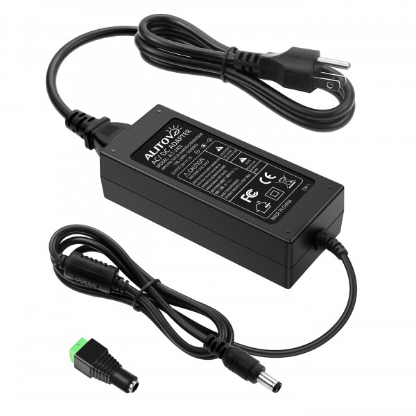 24V DC Power Supply 2A 48W AC/DC Adapter 100~240V AC to DC 24 Volt 2 Amp Converter 24 vdc 2000mA 1.8A 1.5A 1.3A 1.2A with 5.5mmx 2.5mm 2.1mm Plug for LED Strip Light CCTV Camera DC Pump Fan