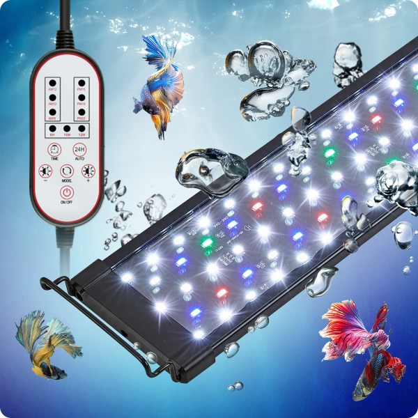 Samsion Aquarium Light, 14W 24/7 Natural Mode Aquarium Light, Sunrise/Daylight/Moonlight Mode and Custom Mode with Expandable Bracket, Adjustable Timer and 7 Color Brightness for 12~18IN Fish Tank 